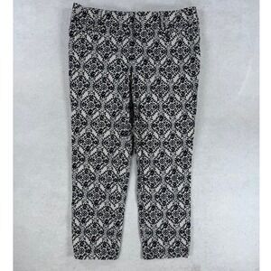 Ann Taylor LOFT Marisa Riviera Pants Womens 4 Black White Medallion Cropped 4